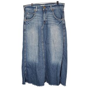 Vintage Levis Light Blue Wash Flare Denim Skirt Pockets Denim Maxi Skirt 11